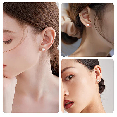 6Pcs 3 Colors Natural Cultured Freshwater Pearl Stud Earrings EJEW-TAC00027-1