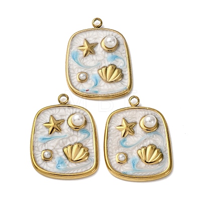 304 Stainless Steel Enamel Pendants STAS-P406-25B-G-1