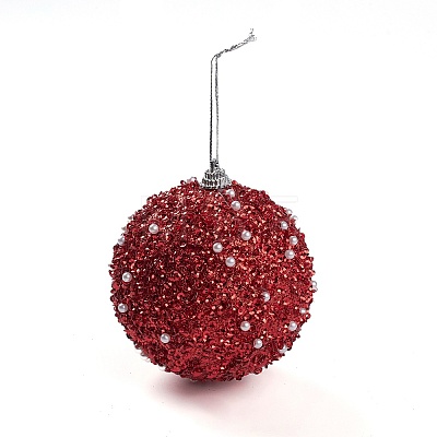 Christmas Ball Foam & Plastic Imitation Pearl Pendant Decoration FIND-G056-01B-1