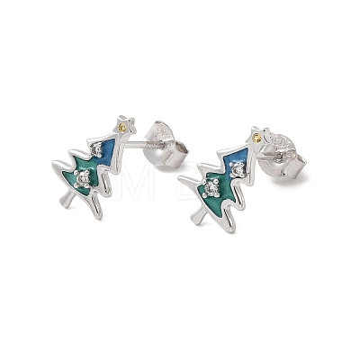 925 Sterling Silver Stud Earrings EJEW-D342-03P-1