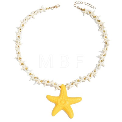 Summer Beach Resin Starfish Pendant Necklaces for Women WG31E81-01-1