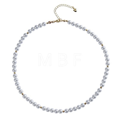 Bohemian 5mm Shell Pearl Round Beaded Necklaces for Women MF9684-10-1