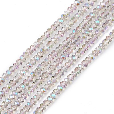 Transparent Electroplate Glass Beads Strands EGLA-F156-HR01-1