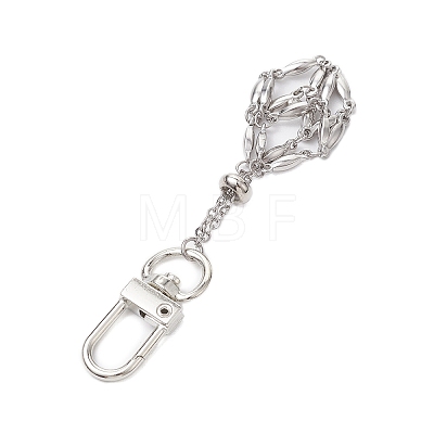 304 Stainless Steel Macrame Chain Pouch Empty Stone Holder Pendant Decoration HJEW-JM02085-1