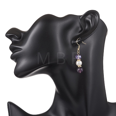 Round Natural Amethyst Dangle Earrings EJEW-JE06778-03-1