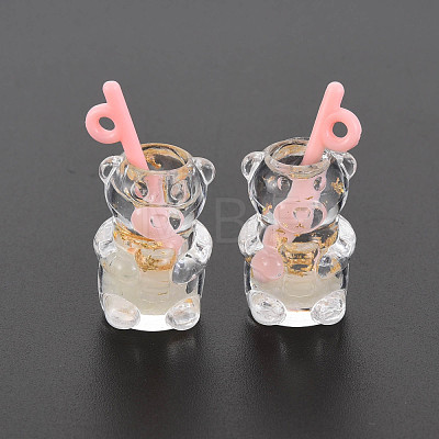 Imitation Bubble Tea/Boba Milk Tea Transparent Resin Pendants RESI-T052-04C-1