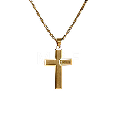 201 Stainless Steel Religion Jesus Cross Pendant Box Chain Necklaces WGEADA0-02-1