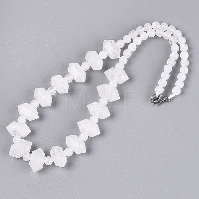 Natural Quartz Crystal Round & Cone Beaded Necklaces NJEW-N064-03O-1