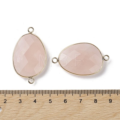 Natural Rose Quartz Connector Charms G-C110-02D-KCG-1