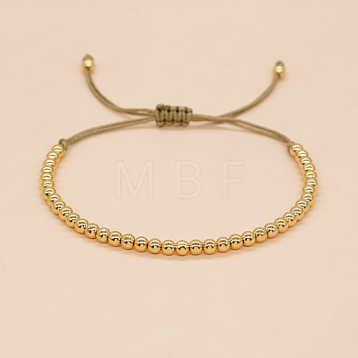 Adjustable Brass Round Braided Bead Bracelets for Women MI8325-1