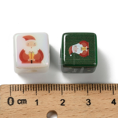 Christmas Printed Opaque Acrylic Beads OACR-D316-02B-1