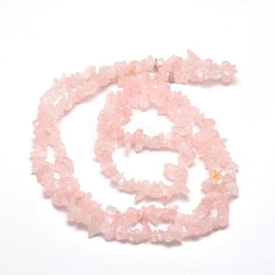 Natural Rose Quartz Chip Bead Strands G-M205-02-1