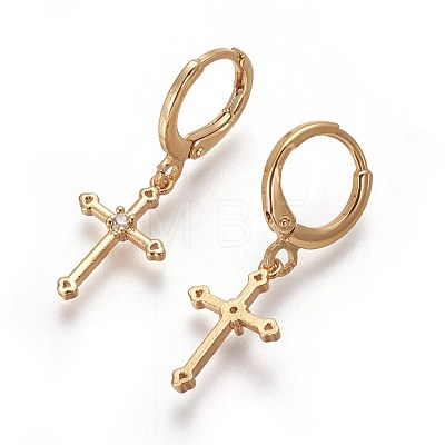 Brass Dangle Hoop Earrings EJEW-F199-20G-1