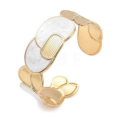 Women's 304 Stainless Steel Cuff Bangles BJEW-F542-01G-01-1