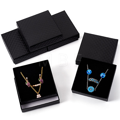 5Pcs Rhombus Textured Cardboard Jewelry Packing Boxes with Sponge Inside CBOX-TA0001-18F-1