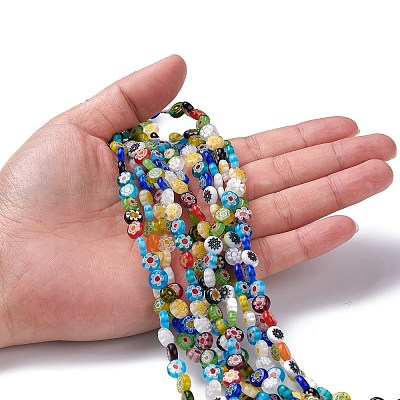 Flat Round Handmade Millefiori Glass Beads LK-R004-54-1