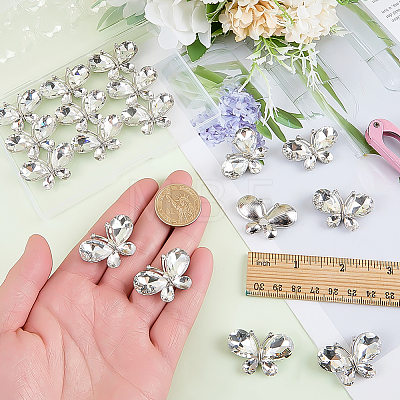 Platinum Tone Alloy Rhinestone Butterfly Cabochons DIY-FG0009-98B-1