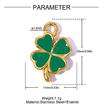 304 Stainless Steel Enamel Pendants STAS-OY015-47G-1
