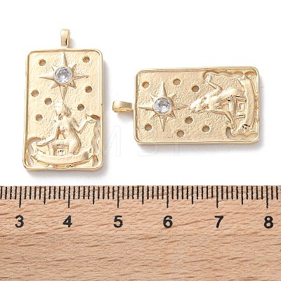 Brass Micro Pave Cubic Zirconia Pendants KK-C079-05G-1