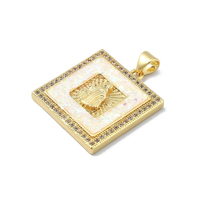 Brass Micro Pave Clear Cubic Zirconia Pendants KK-A221-26G-01-1