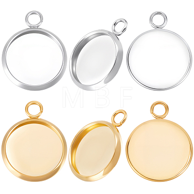 40Pcs 2 Styles 304 Stainless Steel Pendant Cabochon Settings STAS-BBC0010-69-1