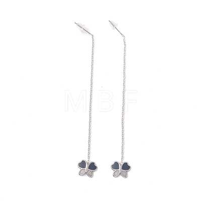 Long Chain with Enamel Butterfly Dangle Stud Earrings EJEW-A067-02P-1