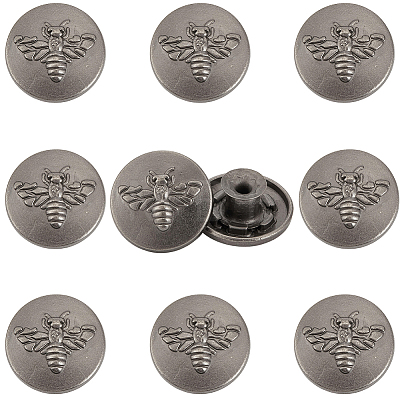 20Pcs Flat Round with Bee Pattern Alloy Decorative Rivets FIND-CY0002-35-1
