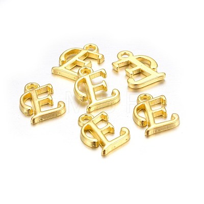 Golden Plated Alloy Letter Pendants PALLOY-J718-01G-E-1