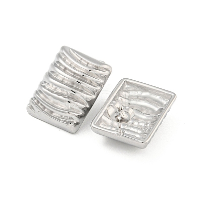 Non-Tarnish Rectangle 304 Stainless Steel Ear Studs EJEW-L290-023P-1