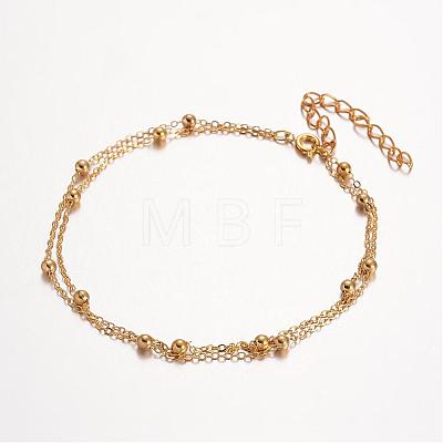 Brass Multi-strand Anklets AJEW-AN00160-1
