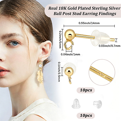 925 Sterling Silver Stud Earring Findings STER-BBC0009-91C-1