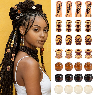 100Pcs 7 Styles Plastic and Wood Beads KY-PA0001-17-1