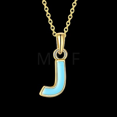 Fashion Tin Alloy Enamel Initial Pendant Necklaces NJEW-BB20973-J-1