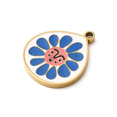 304 Stainless Steel Enamel Pendants STAS-F335-01D-1