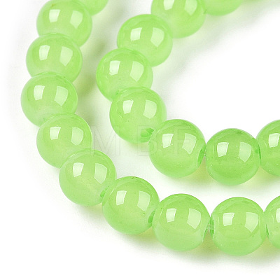 Baking Painted Imitation Jade Glass Round Bead Strands DGLA-Q021-6mm-09-1