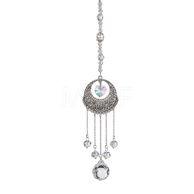 Alloy Flat Round Hanging Ornaments HJEW-JM01938-1