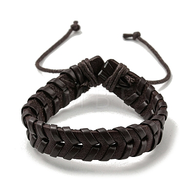 Adjustable PU Leather & Waxed Braided Cord Bracelet BJEW-F468-04-1