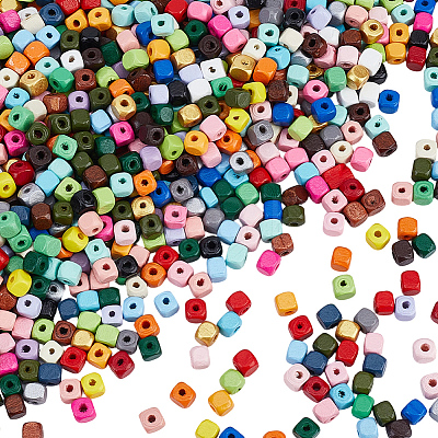 Spray Painted Wooden Beads WOOD-PA0001-53C-1