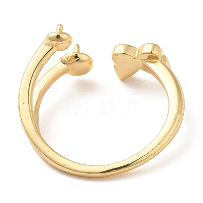 Butterfly  Brass with Shell Open Cuff Ring Component KK-E055-03G-02-1