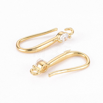 Brass Micro Pave Clear Cubic Zirconia Earring Hooks ZIRC-S068-006-NF-1