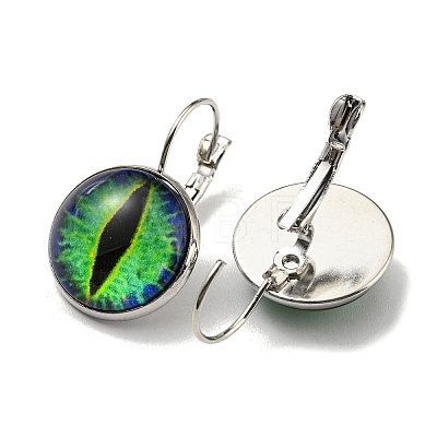 Dragon Eye Glass Leverback Earrings with Brass Earring Pins EJEW-Q798-01R-1