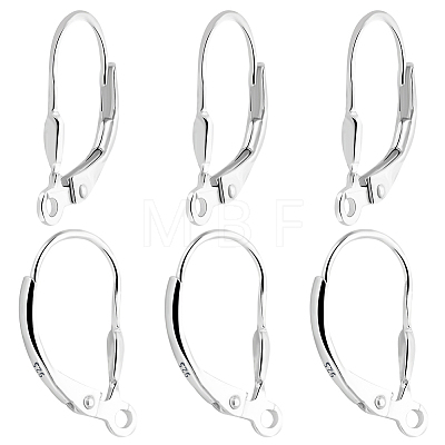 4 Pairs 925 Sterling Silver Leverback Hoop Earring Findings STER-BBC0001-84-1