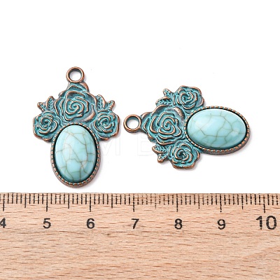 Alloy with Synthetic Turquoise Pendants FIND-B055-01B-1