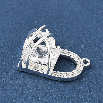 Brass Micro Pave Clear Cubic Zirconia Pendants KK-C168-01S-1