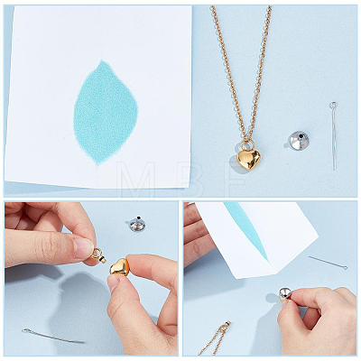 2Pcs 304 Stainless Steel Heart Urn Ashes Necklaces NJEW-CN0001-27-1