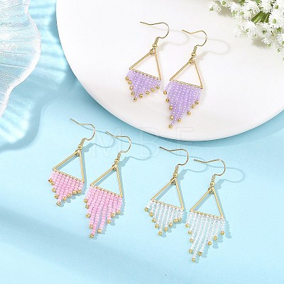 304 Stainless Steel Glass Tassel Dangle Earrings EJEW-MZ00828-1