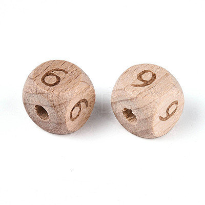 Engraved Beech Wood Beads WOOD-N022-07-1