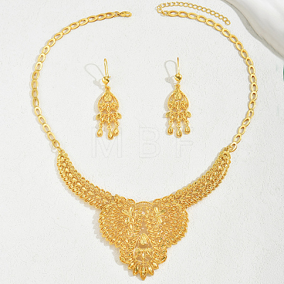 Alloy Hollow Statement Teardrop Necklace & Earrings Sets for Middle Eastern Bride HM4557-1