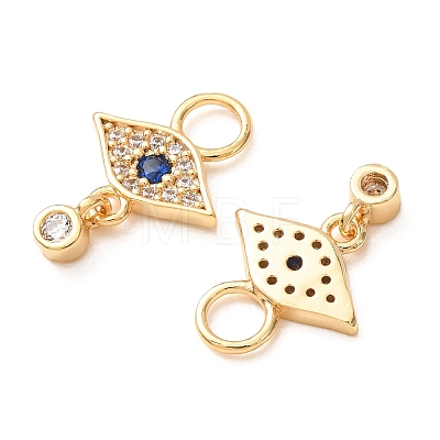 Brass Micro Pave Marine Blue Cubic Zirconia Charms CU-K002-18G-1