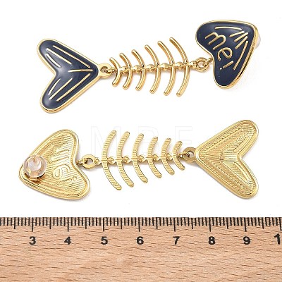 304 Stainless Steel Enamel Dangle Stud Earrings for Women EJEW-L315-06G-01-1